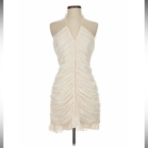 Miou Muse Cream Cocktail Halter Dress